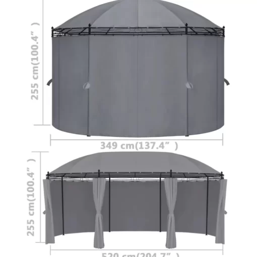 vidaXL Lawn & Garden* Gazebo With Curtains 204.7"X137.4"X100.4" Anthracite