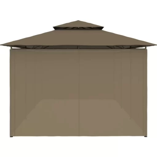 vidaXL Lawn & Garden* Gazebo With Curtains 236.2"X117.3"X106.3" Taupe 0.6 Oz/Ft²