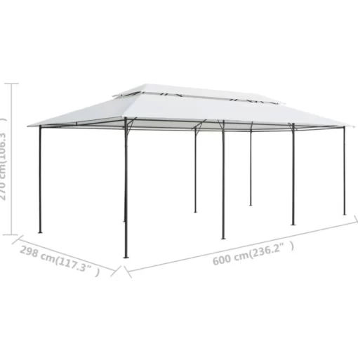 vidaXL Lawn & Garden* Gazebo With Curtains 236.2"X117.3"X106.3" White 0.6 Oz/Ft²