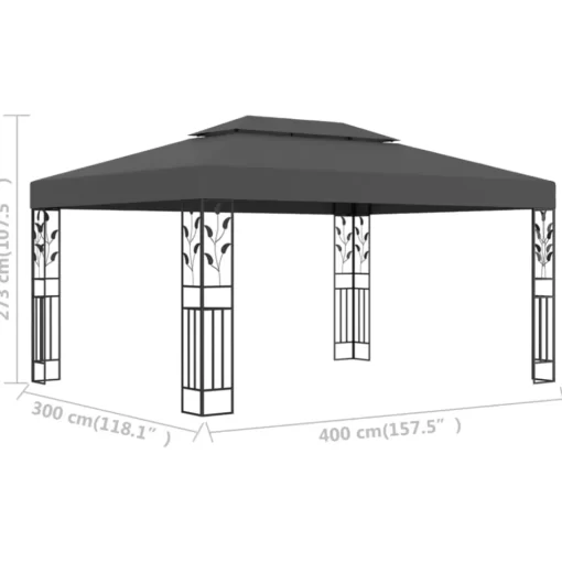 vidaXL Lawn & Garden* Gazebo With Double Roof 118.1"X157.5" Anthracite