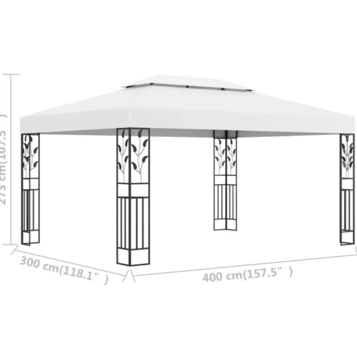 vidaXL Lawn & Garden* Gazebo With Double Roof 118.1"X157.5" White