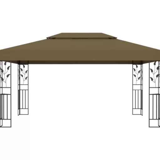 vidaXL Lawn & Garden* Gazebo With Double Roof 9.8'X13.1' Taupe 0.6 Oz/Ft²