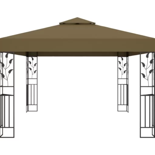 vidaXL Lawn & Garden* Gazebo With Double Roof 9.8'X13.1' Taupe 0.6 Oz/Ft²