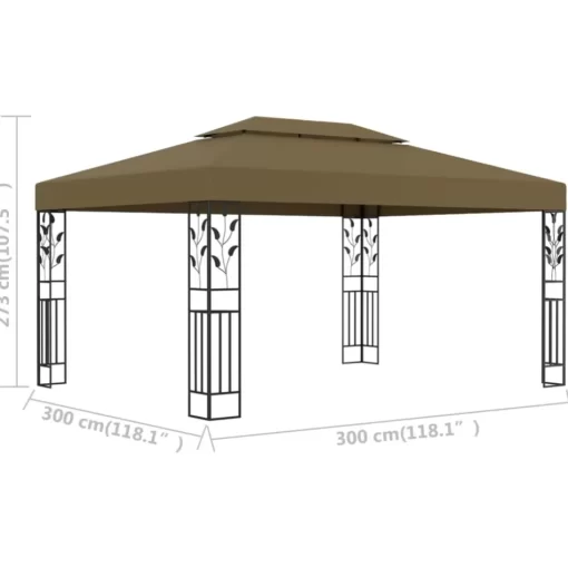 vidaXL Lawn & Garden* Gazebo With Double Roof 9.8'X13.1' Taupe 0.6 Oz/Ft²