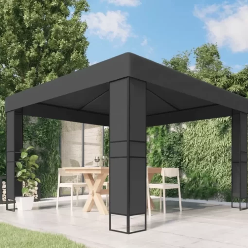 vidaXL Lawn & Garden* Gazebo With Double Roof 9.8'X9.8' Anthracite