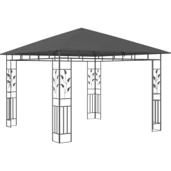 vidaXL Lawn & Garden* Gazebo With Mosquito Net 9.8'X9.8'X9' Anthracite 0.6 Oz/Ft²