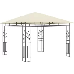 vidaXL Lawn & Garden* Gazebo With Mosquito Net 9.8'X9.8'X9' Cream 0.6 Oz/Ft²