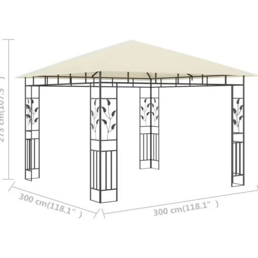 vidaXL Lawn & Garden* Gazebo With Mosquito Net 9.8'X9.8'X9' Cream 0.6 Oz/Ft²