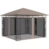 vidaXL Lawn & Garden* Gazebo With Mosquito Net 9.8'X9.8'X9' Taupe 0.6 Oz/Ft²