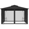 vidaXL Lawn & Garden* Gazebo With Nets 9.8'X9.8'X8.7' Anthracite