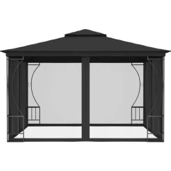 vidaXL Lawn & Garden* Gazebo With Nets 9.8'X9.8'X8.7' Anthracite