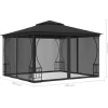 vidaXL Lawn & Garden* Gazebo With Nets 9.8'X9.8'X8.7' Anthracite