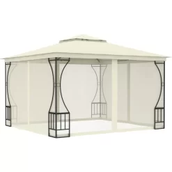 vidaXL Lawn & Garden* Gazebo With With Nets 9.8'X9.8'X8.7' Cream