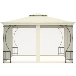 vidaXL Lawn & Garden* Gazebo With With Nets 9.8'X9.8'X8.7' Cream