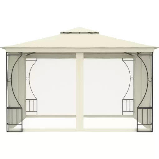 vidaXL Lawn & Garden* Gazebo With With Nets 9.8'X9.8'X8.7' Cream