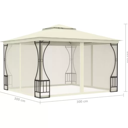 vidaXL Lawn & Garden* Gazebo With With Nets 9.8'X9.8'X8.7' Cream