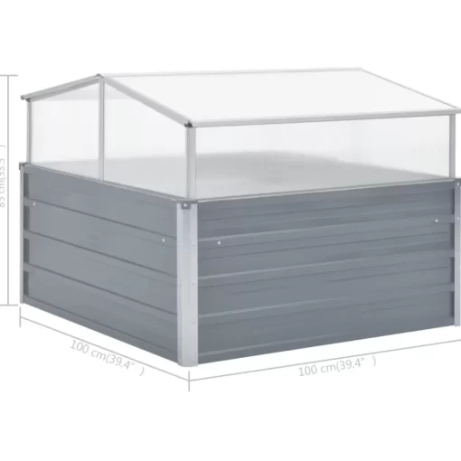 vidaXL Lawn & Garden* Greenhouse 39.4"X39.4"X33.5" Galvanized Steel Gray