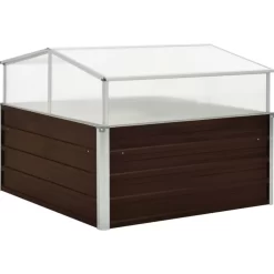 vidaXL Lawn & Garden* Greenhouse Brown 39.4"X39.4"X33.5" Galvanized Steel