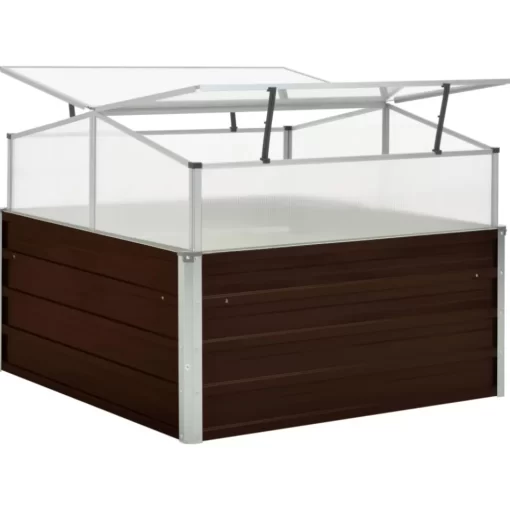 vidaXL Lawn & Garden* Greenhouse Brown 39.4"X39.4"X33.5" Galvanized Steel