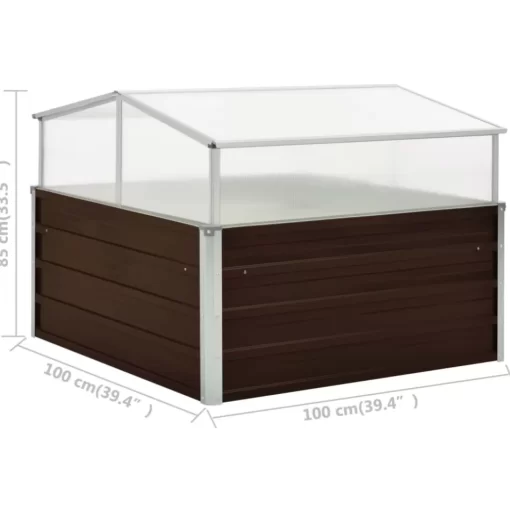 vidaXL Lawn & Garden* Greenhouse Brown 39.4"X39.4"X33.5" Galvanized Steel