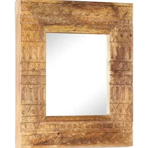 vidaXL Decor* Hand-Carved Mirror 19.7"X19.7"X4.3" Solid Mango Wood