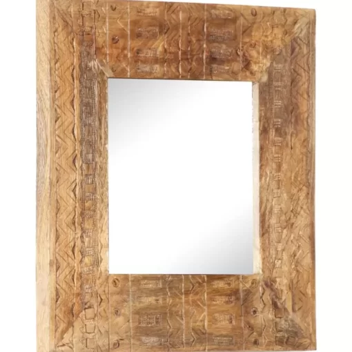 vidaXL Decor* Hand-Carved Mirror 19.7"X19.7"X4.3" Solid Mango Wood