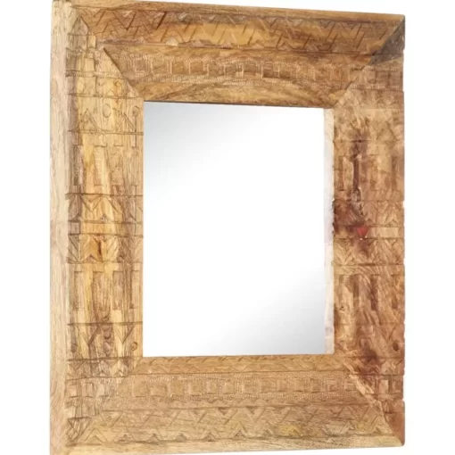 vidaXL Decor* Hand-Carved Mirror 19.7"X19.7"X4.3" Solid Mango Wood