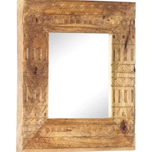 vidaXL Decor* Hand-Carved Mirror 19.7"X19.7"X4.3" Solid Mango Wood