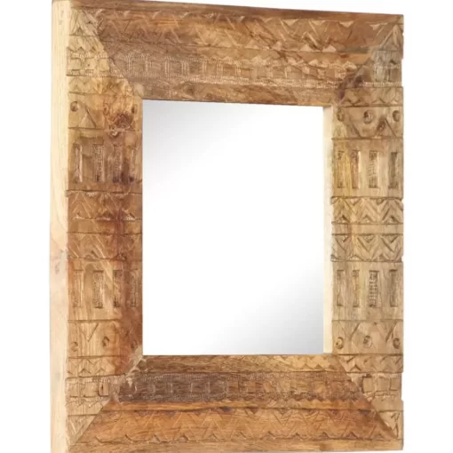 vidaXL Decor* Hand-Carved Mirror 19.7"X19.7"X4.3" Solid Mango Wood