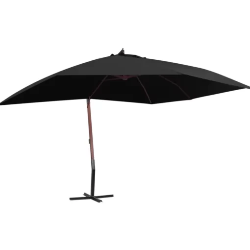 vidaXL Lawn & Garden* Hanging Parasol With Wooden Pole 157.5"X118.1" Black