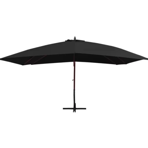 vidaXL Lawn & Garden* Hanging Parasol With Wooden Pole 157.5"X118.1" Black