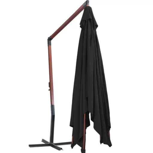 vidaXL Lawn & Garden* Hanging Parasol With Wooden Pole 157.5"X118.1" Black