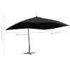 vidaXL Lawn & Garden* Hanging Parasol With Wooden Pole 157.5