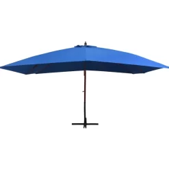 vidaXL Lawn & Garden* Hanging Parasol With Wooden Pole 157.5"X118.1" Blue