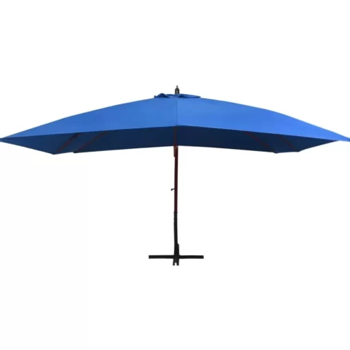 vidaXL Lawn & Garden* Hanging Parasol With Wooden Pole 157.5"X118.1" Blue