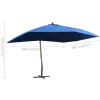 vidaXL Lawn & Garden* Hanging Parasol With Wooden Pole 157.5