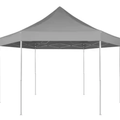 vidaXL Lawn & Garden* Hexagonal Pop-Up Foldable Marquee Gray 11.8'X10.2'