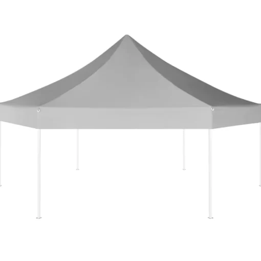 vidaXL Lawn & Garden* Hexagonal Pop-Up Foldable Marquee Gray 11.8'X10.2'