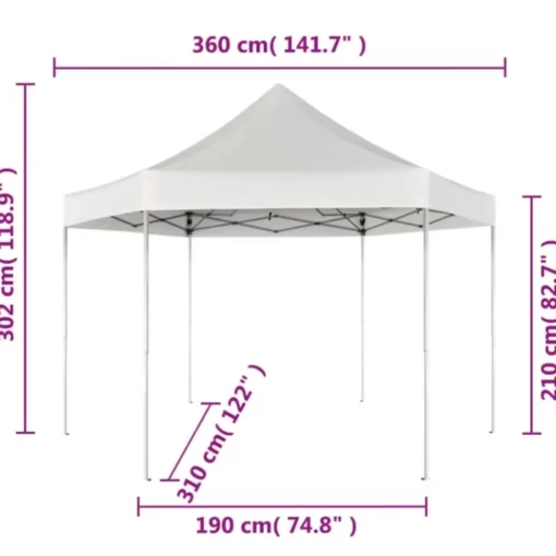 vidaXL Lawn & Garden* Hexagonal Pop-Up Foldable Marquee Gray 11.8'X10.2'