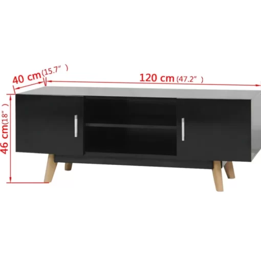 vidaXL Tv Benches & Tv Stands* High Gloss Tv Stand Black 47.2"X15.7"X18.1" Mdf