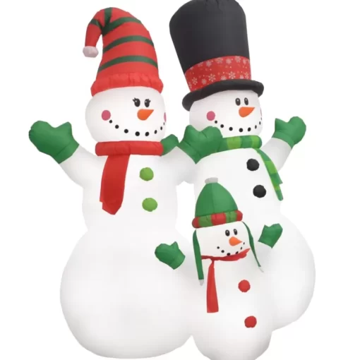 vidaXL Decor* Inflatable Snowman Family With Leds8 Ft