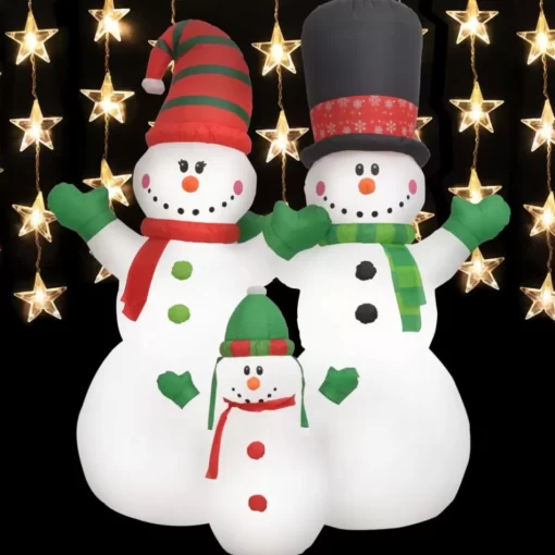 vidaXL Decor* Inflatable Snowman Family With Leds8 Ft