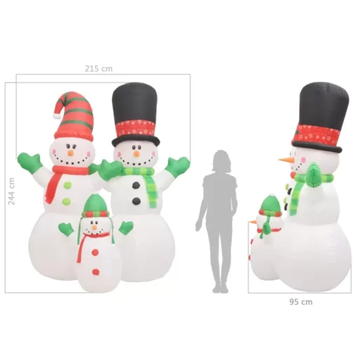 vidaXL Decor* Inflatable Snowman Family With Leds8 Ft