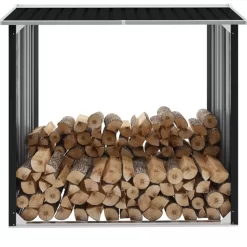 vidaXL Fireplace & Wood Stove Accessories* Log Storage Shed Galvanized Steel 67.7"X35.8"X60.6" Anthracite