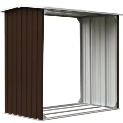 vidaXL Fireplace & Wood Stove Accessories* Log Storage Shed Galvanized Steel 67.7"X35.8"X60.6" Brown