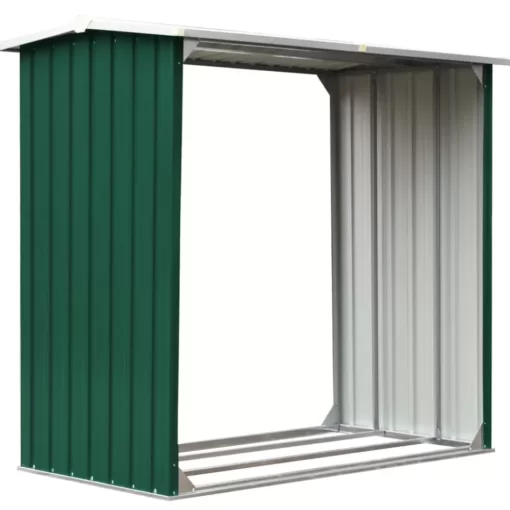 vidaXL Fireplace & Wood Stove Accessories* Log Storage Shed Galvanized Steel 67.7"X35.8"X60.6" Green