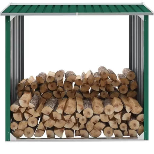 vidaXL Fireplace & Wood Stove Accessories* Log Storage Shed Galvanized Steel 67.7"X35.8"X60.6" Green