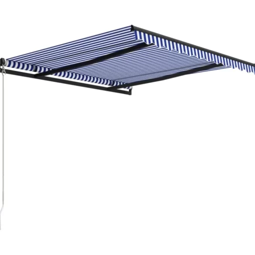 vidaXL Lawn & Garden* Manual Retractable Awning 118.1"X98.4" Blue And White