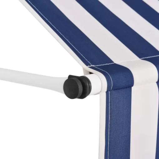 vidaXL Lawn & Garden* Manual Retractable Awning 39.4" Blue And White Stripes