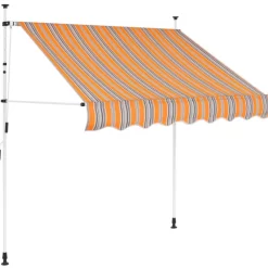 vidaXL Lawn & Garden* Manual Retractable Awning 39.4" Yellow And Blue Stripes